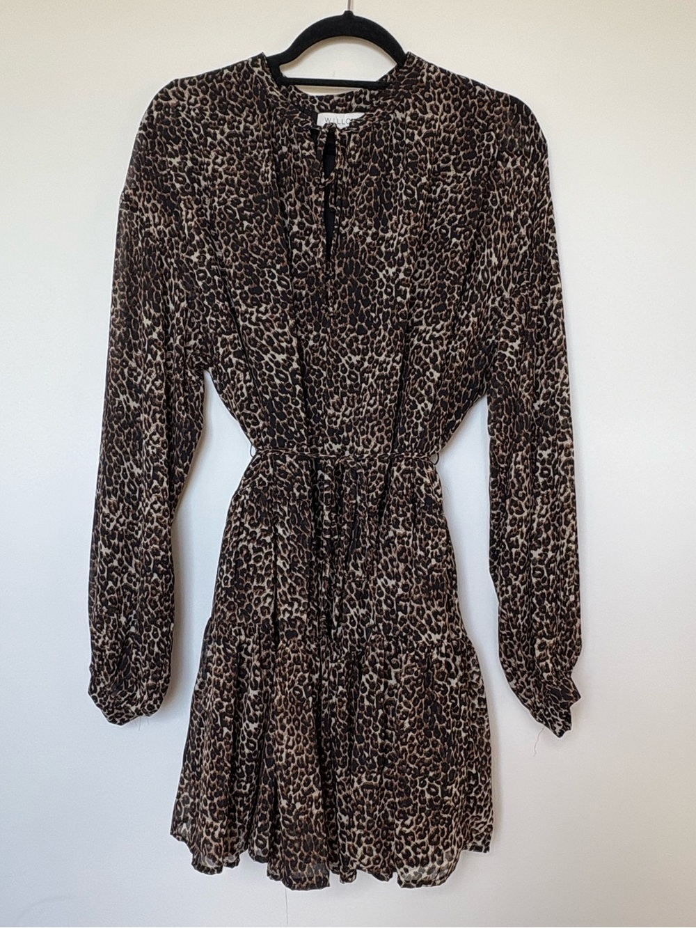 Willow Brown Leopard Print Long-Sleeve Mini Dress NWOT